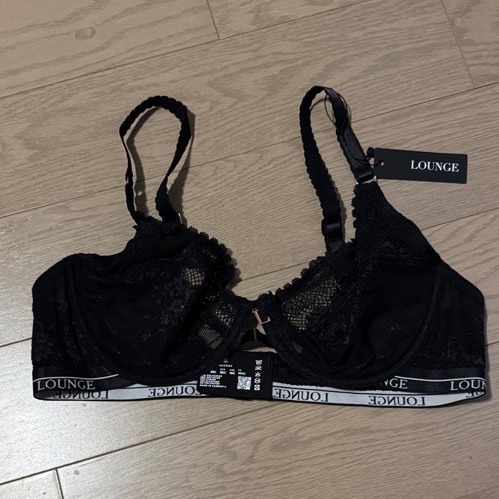 Black Lace Lounge “Liberty Balcony” Bra - 38C
